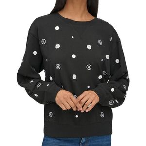 Black Sweatshirt with White Polka Dots